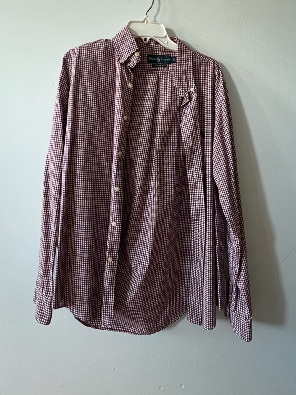 Ralph Lauren Red and White Gingham Button-Down Shirt